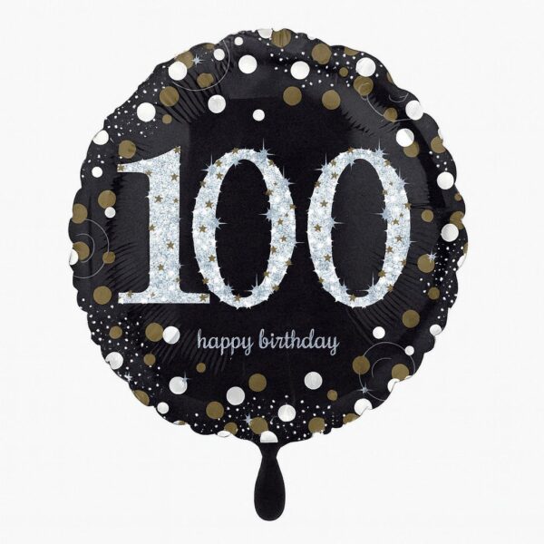happy birthday 100 silber 43cm jubilaeumsdeko ballonwerk