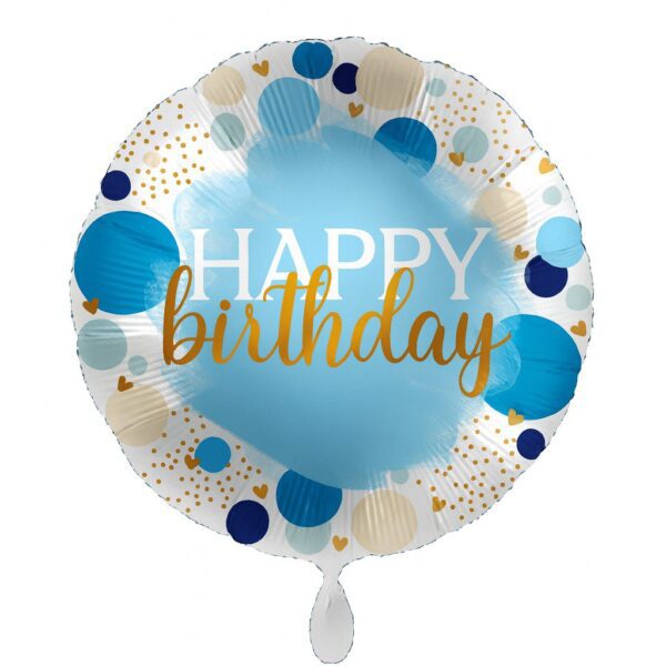 happy birthday blau gold 71cm geburtstagsdeko ballonwerk