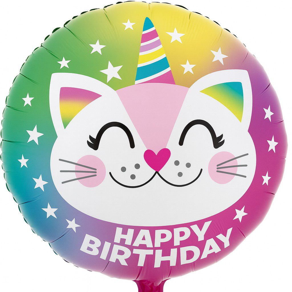 happy birthday einhornkatze 43cm partyhighlight ballonwerk