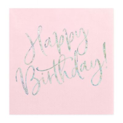 happy birthday servietten rosa 20 stueck 33x33cm partydeko