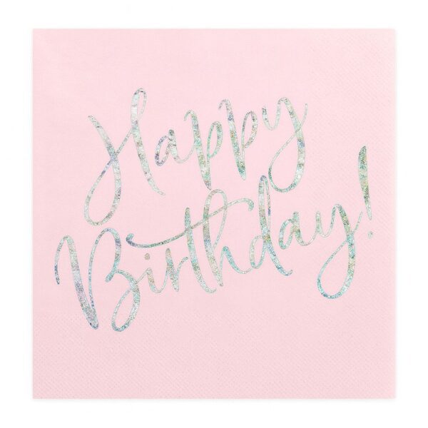 happy birthday servietten rosa 20 stueck 33x33cm partydeko
