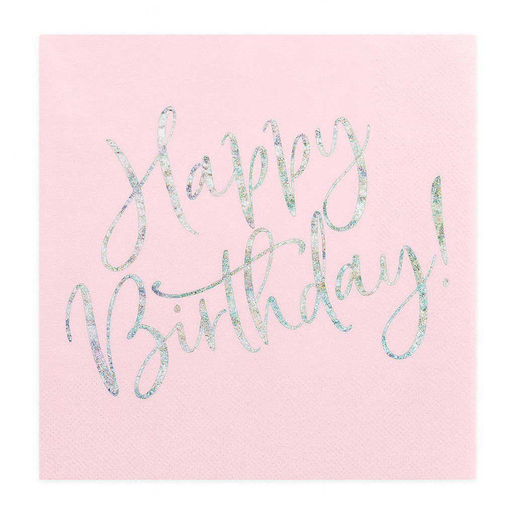 happy birthday servietten rosa 20 stueck 33x33cm partydeko