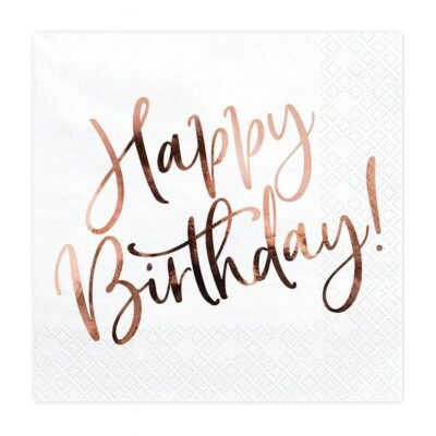 happy birthday servietten rosegold 33x33cm partydeko ballonwerk