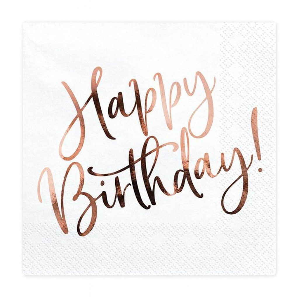 happy birthday servietten rosegold 33x33cm partydeko ballonwerk