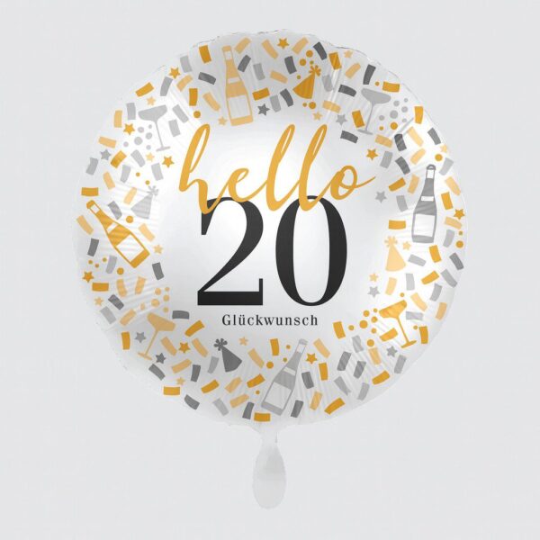 hello 20 glueckwunsch ballon 43cm geburtstagsdeko partydeko ballonwerk