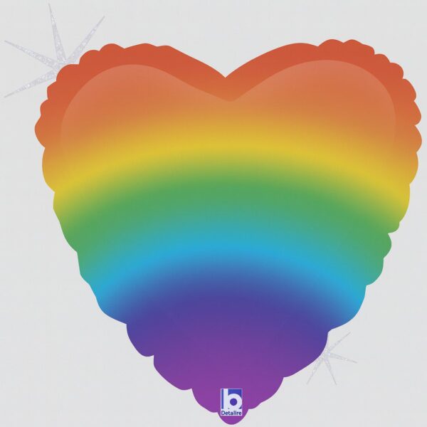 herz folienballon regenbogen holographisch 43cm