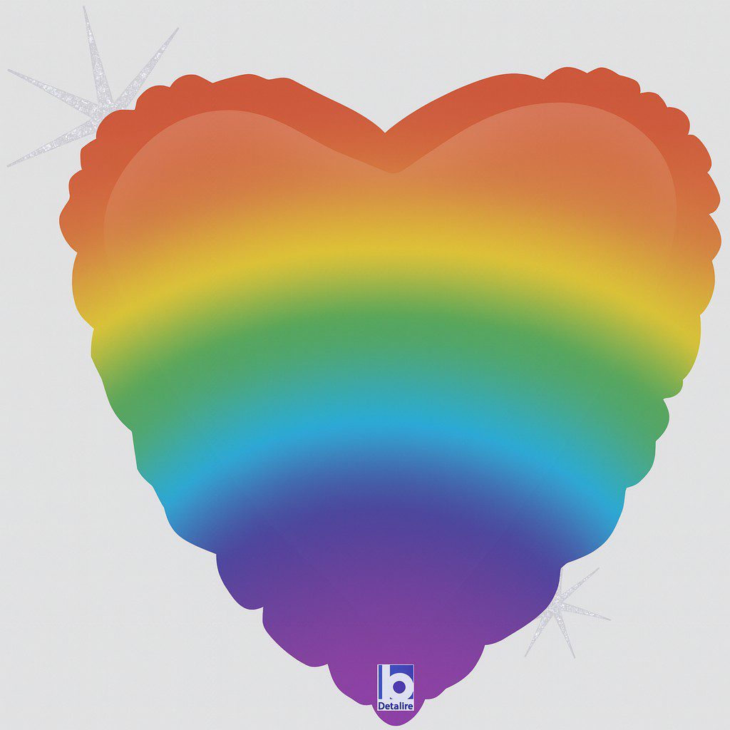 herz folienballon regenbogen holographisch 43cm
