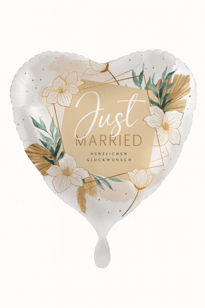 just married herzlichen glueckwunsch boho ballon 43cm ballonwerk