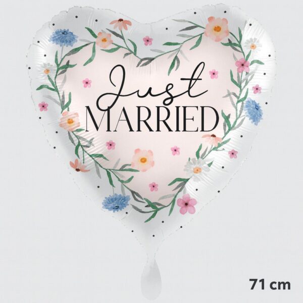 just married mit blumen 71cm folienballon ballonwerk
