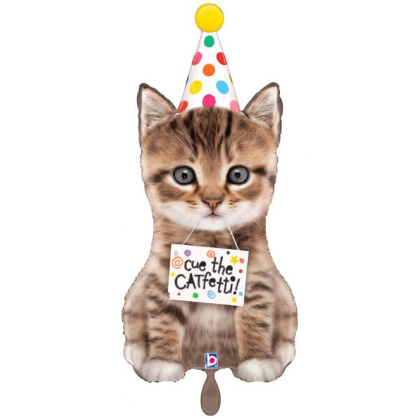 kaetzchen mit partyhut ballon tierdeko