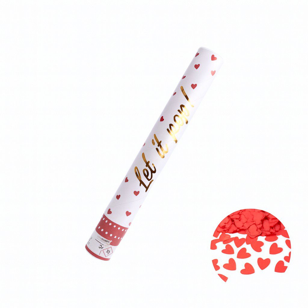konfetti kanone rote rosenblaetter 40cm partydeko ballonwerk