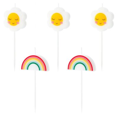 kuchenkerzen regenbogen 5er set tortendeko kindergeburtstag ballonwerk