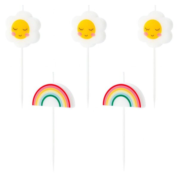 kuchenkerzen regenbogen 5er set tortendeko kindergeburtstag ballonwerk