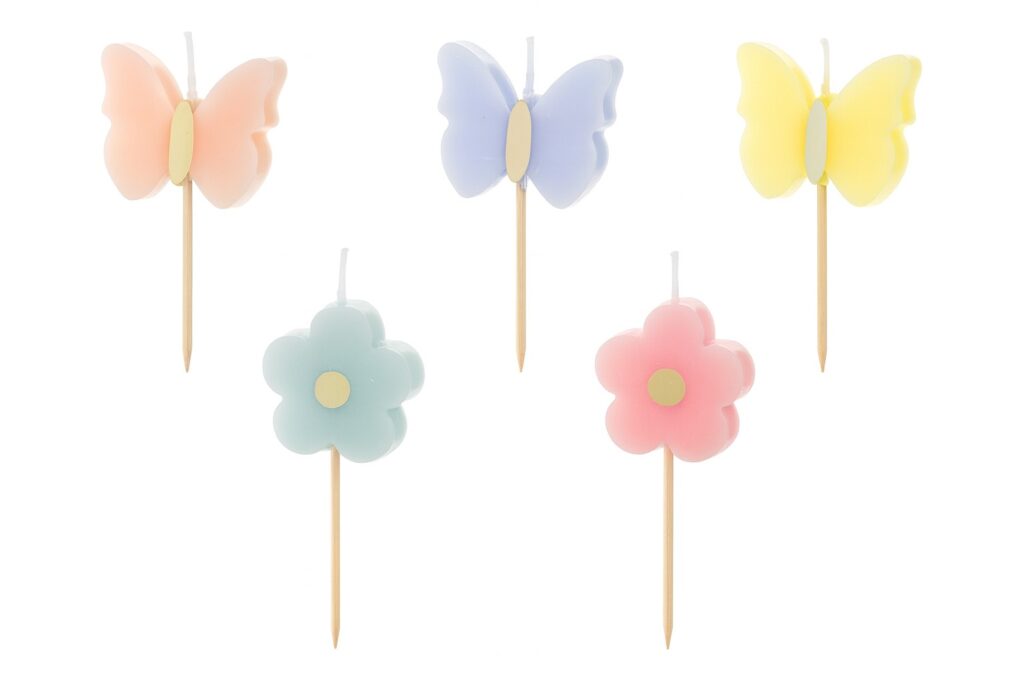 kuchenkerzen schmetterlinge bunte tortendeko geburtstag ballonwerk