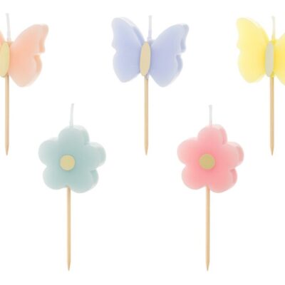 kuchenkerzen schmetterlinge bunte tortendeko geburtstag ballonwerk