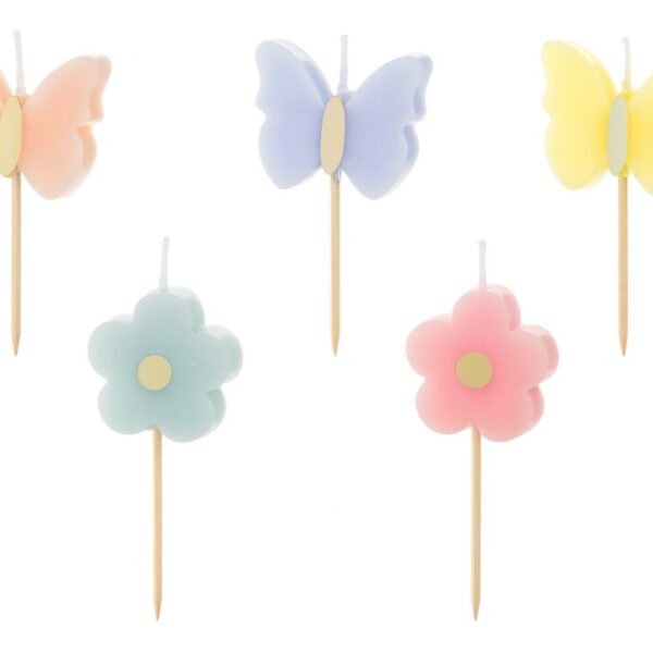 kuchenkerzen schmetterlinge bunte tortendeko geburtstag ballonwerk