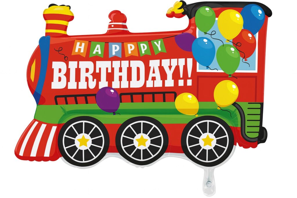 lokomotive happy birthday 84cm ballon partydeko ballonwerk