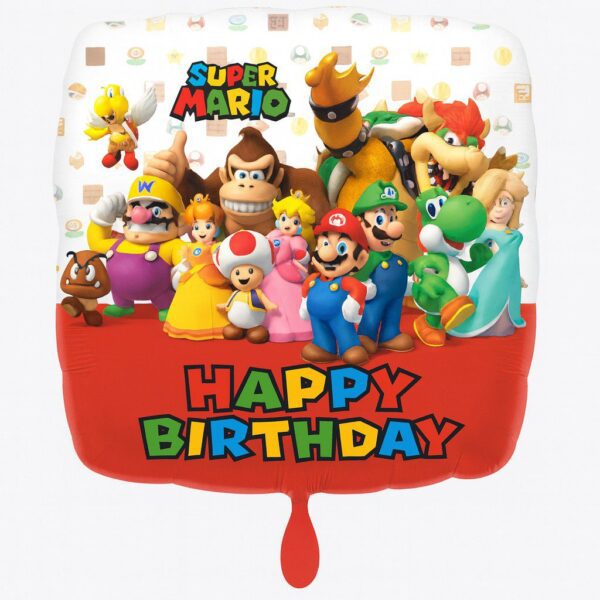mario bros happy birthday 43cm ballon partydeko ballonwerk