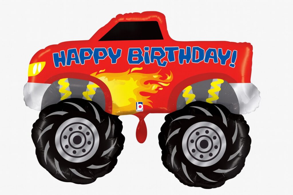 monster truck happy birthday partydekoration 86cm ballonwerk