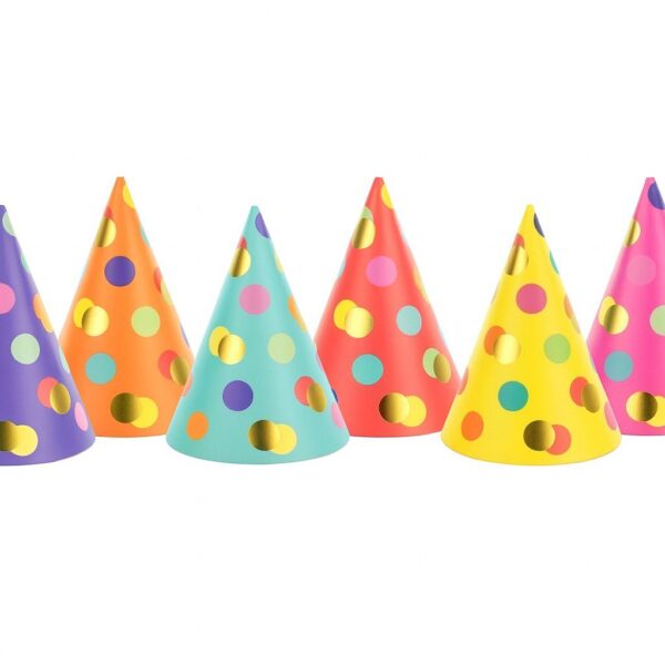 partyhuetchen bunt gepunktet 6 stueck partyartikel