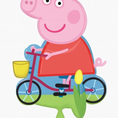 peppa pig am fahrrad ballon 55cm kinderpartydeko geburtstag highlight