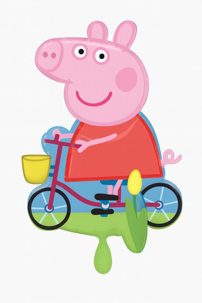 peppa pig am fahrrad ballon 55cm kinderpartydeko geburtstag highlight