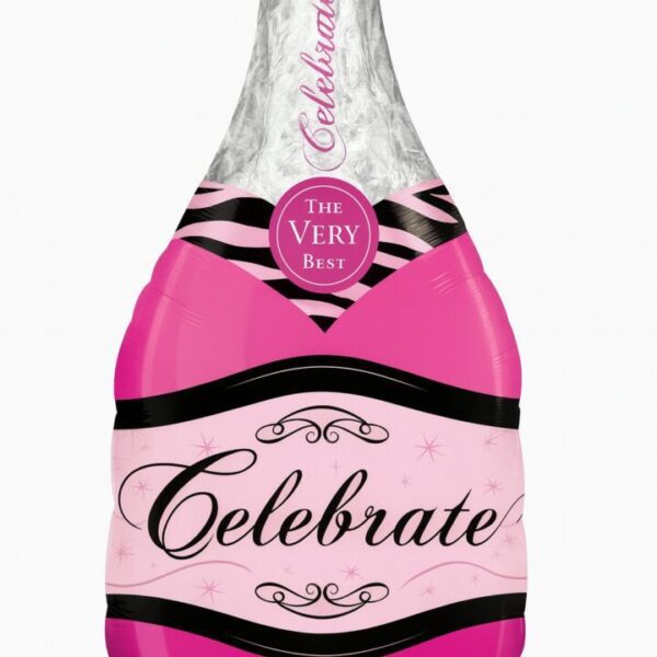 pinke sektflasche ballon 99cm glamouroese partydeko festliches highlight