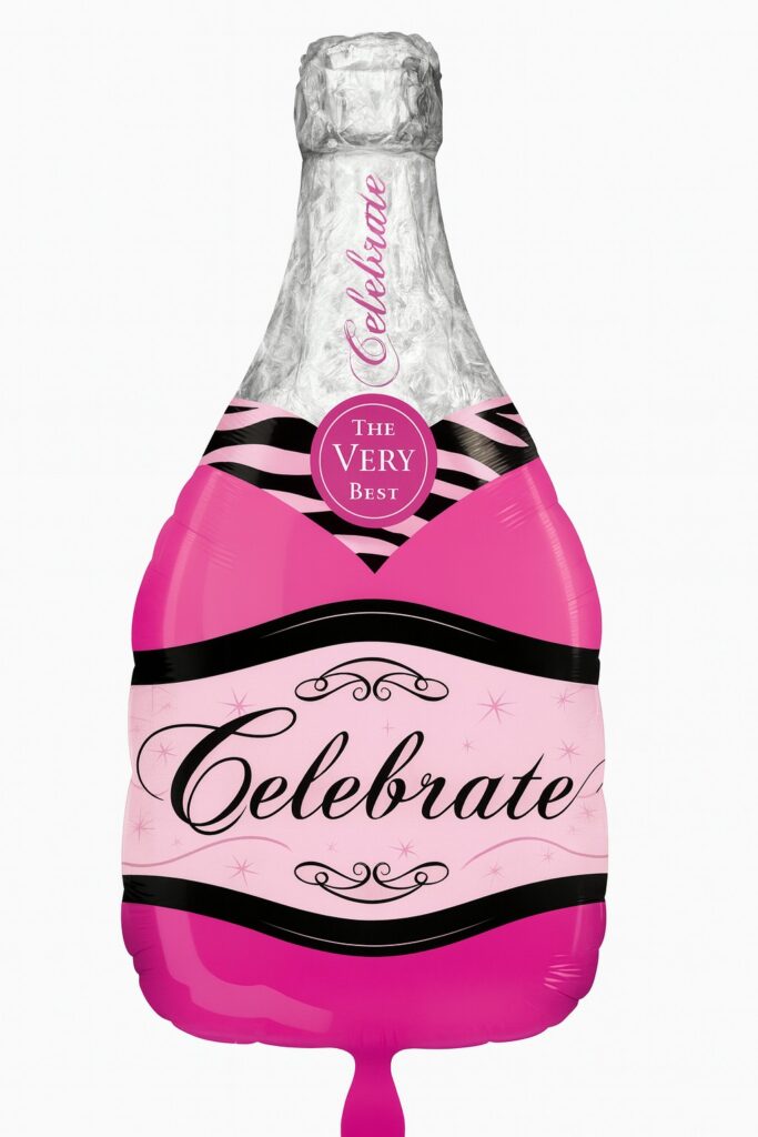 pinke sektflasche ballon 99cm glamouroese partydeko festliches highlight
