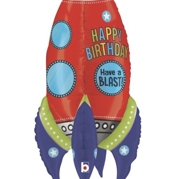 rakete happy birthday ballon 84cm ballonwerk
