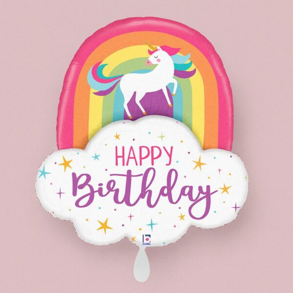 regenbogen einhorn auf wolken 66cm folienballon ballonwerk