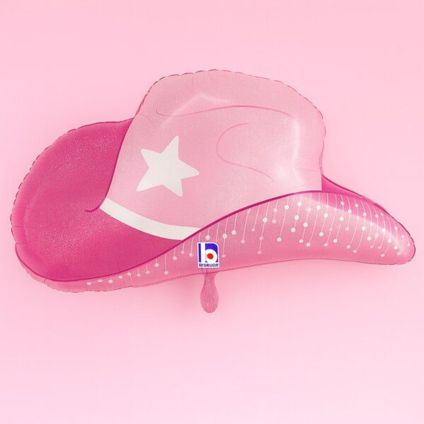 rosa cowgirlhut folienballon 66cm western partydeko ballonwerk