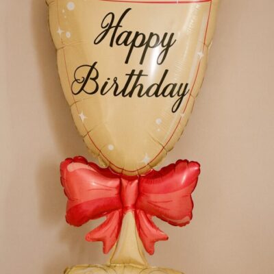 sektglas mit masche happy birthday partydekoration 74cm ballonwerk