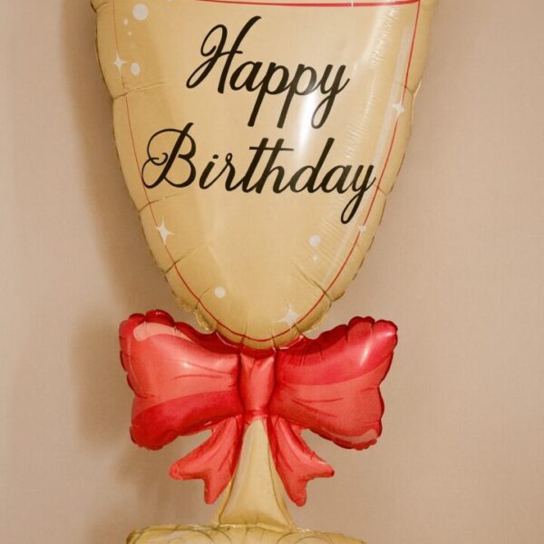 sektglas mit masche happy birthday partydekoration 74cm ballonwerk