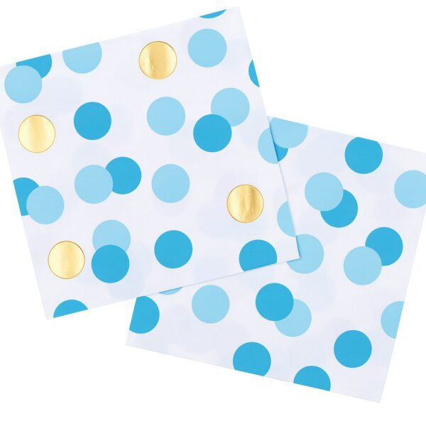 servietten blaue goldene dots 33x33cm partyservietten ballonwerk