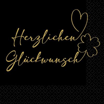 servietten herzlichen glueckwunsch schwarz 33x33cm partyservietten ballonwerk