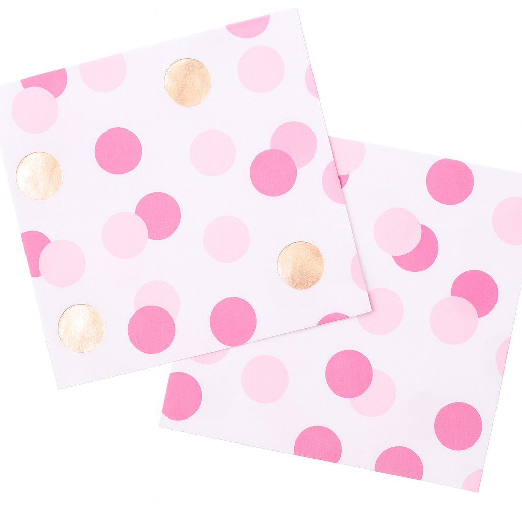 servietten rosa goldene dots 33x33cm partyservietten ballonwerk