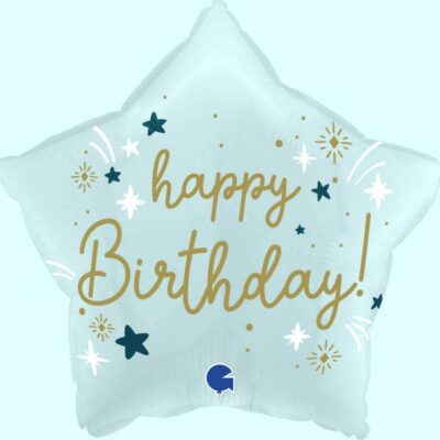 stern ballon blau happy birthday 46cm partydeko