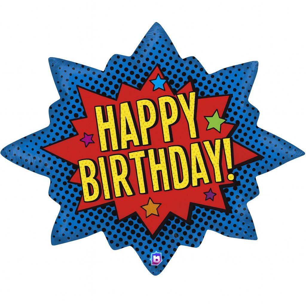 superhelden sprechblase happy birthday ballon 74cm ballonwerk