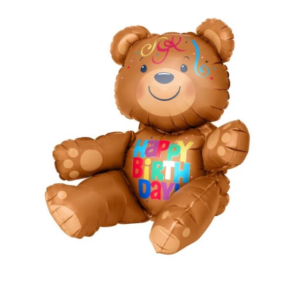 teddybaer happy birthday ballon 48cm geburtstagsdeko partyballon