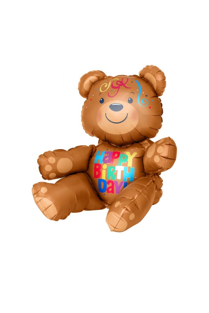 teddybaer happy birthday ballon 48cm geburtstagsdeko partyballon