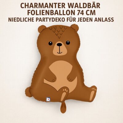 waldbär folienballon 74cm niedliche partydeko ballonwerk