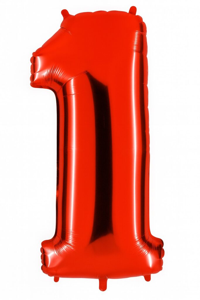 zahlenballon 1 xl 66cm rot glaenzend ballonwerk