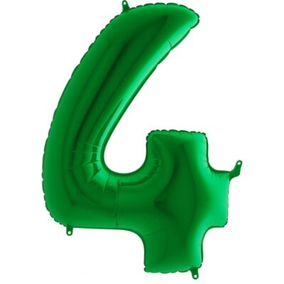 zahlenballon 102cm gruen glaenzend zahl 4 party dekoration ballonwerk