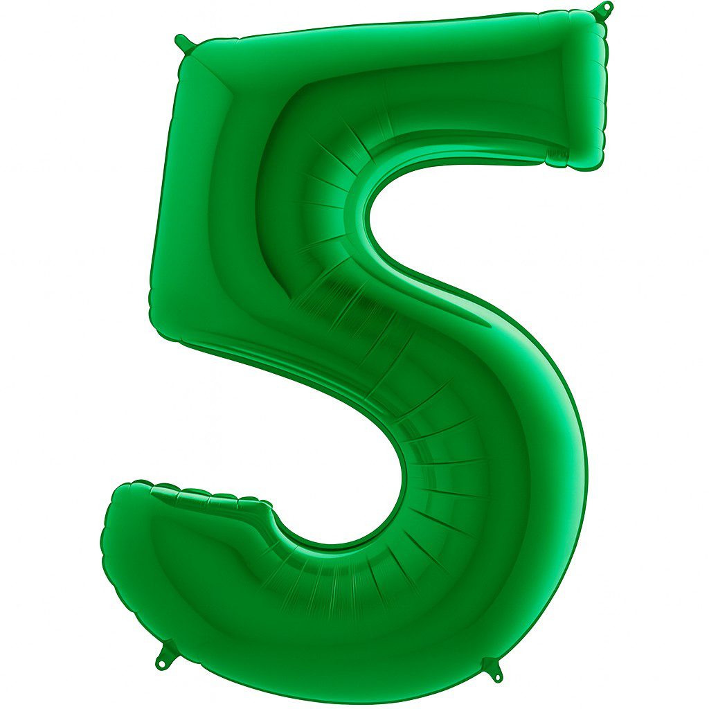 zahlenballon 102cm gruen glaenzend zahl 5 ballonwerk