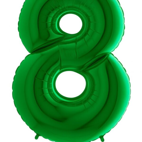 zahlenballon 102cm gruen glaenzend zahl 8 ballonwerk