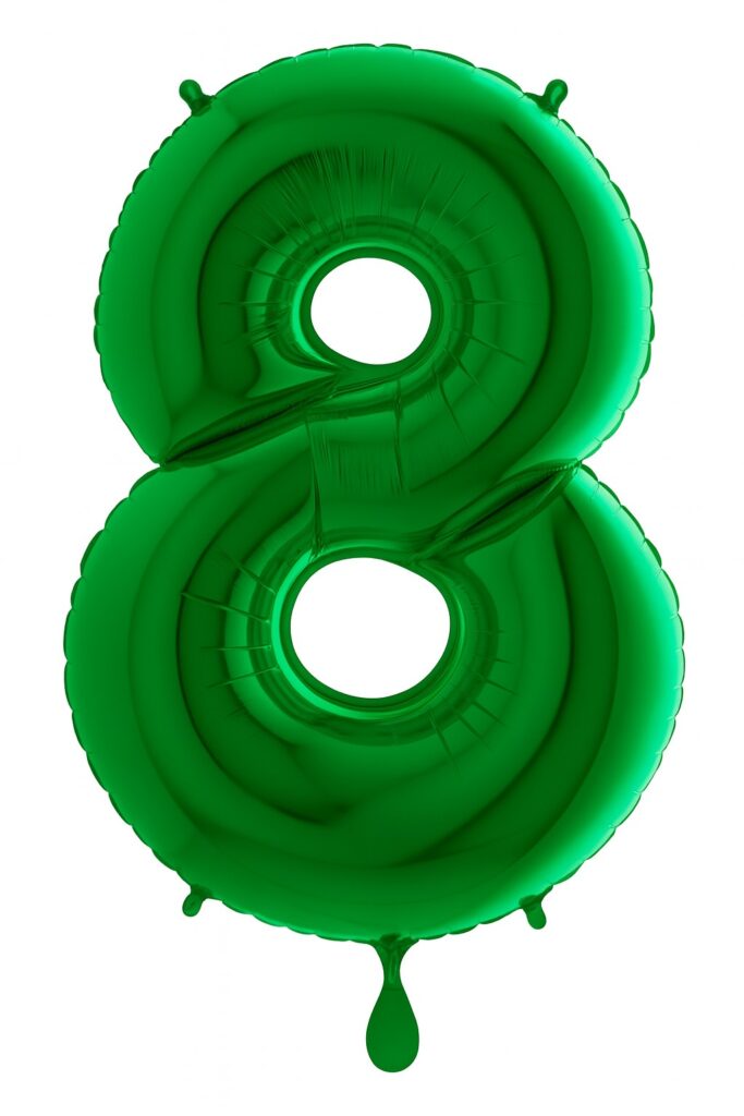 zahlenballon 102cm gruen glaenzend zahl 8 ballonwerk