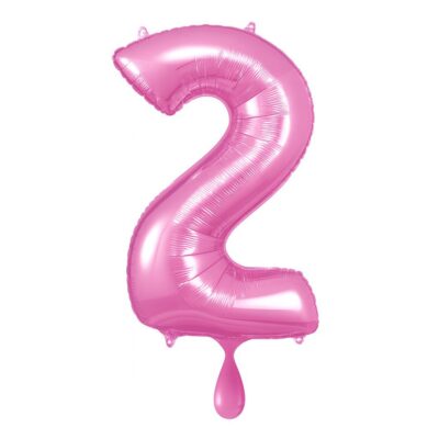 zahlenballon 2 pink glaenzend xl 66cm dekoration ballonwerk
