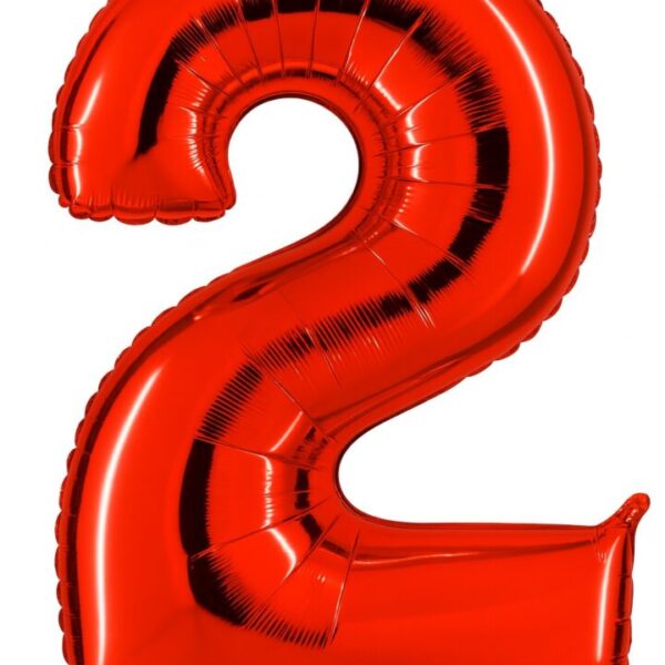 zahlenballon 2 xl 66cm rot glaenzend ballonwerk
