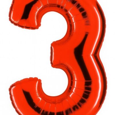 zahlenballon 3 xl 66cm rot glaenzend ballonwerk