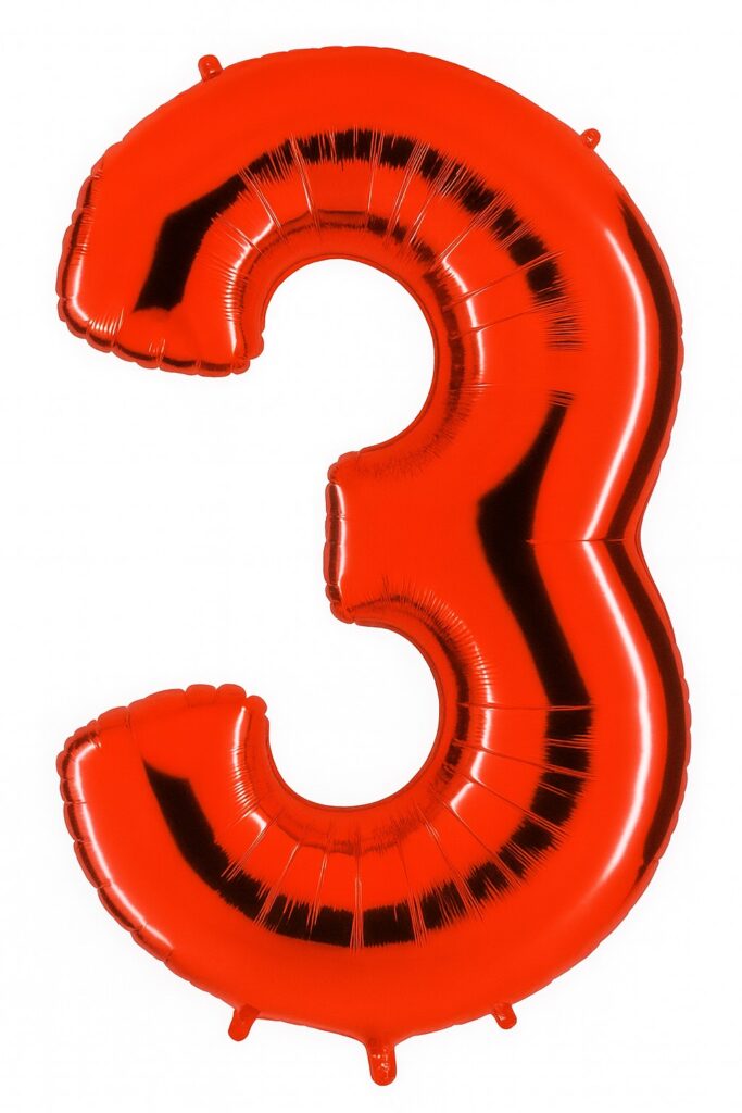 zahlenballon 3 xl 66cm rot glaenzend ballonwerk